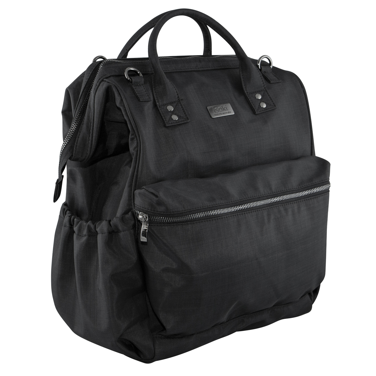 Isoki: Nappy Bag Byron XL Backpack - Black Nylon image