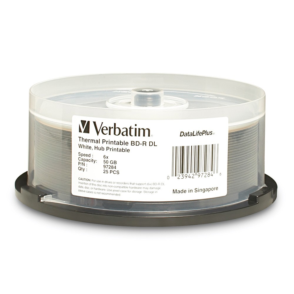 Verbatim BD-R DL 50GB Spindle White WideThermal 6x (25 Pack)