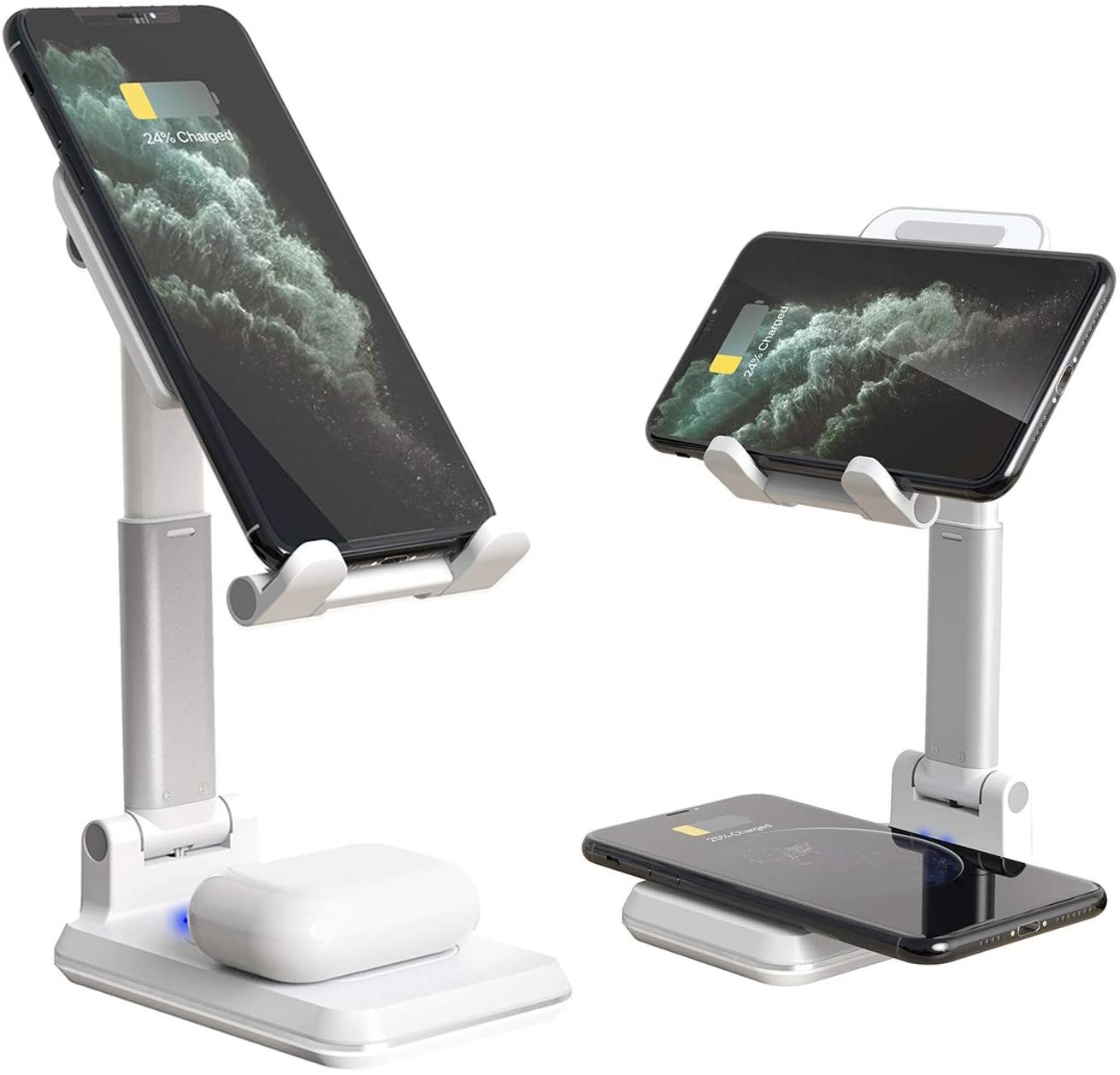 2-in-1 Dual Wireless Charging Stand - White image