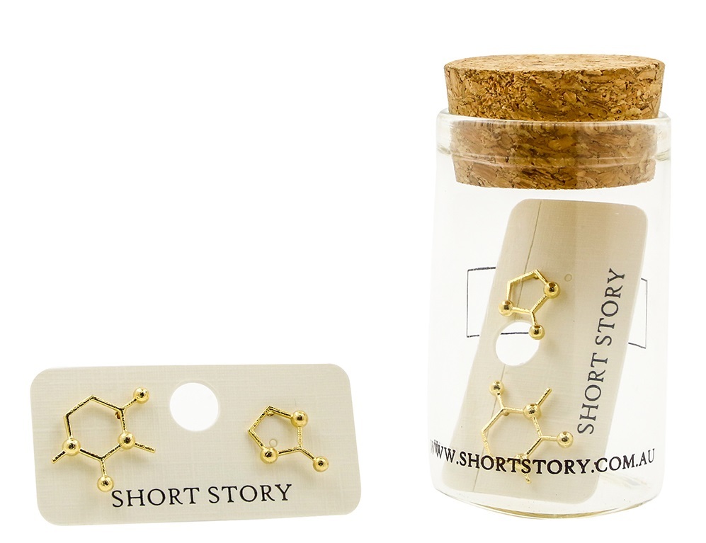 Short Story: Funky Play Earrings - Gold Molecule image