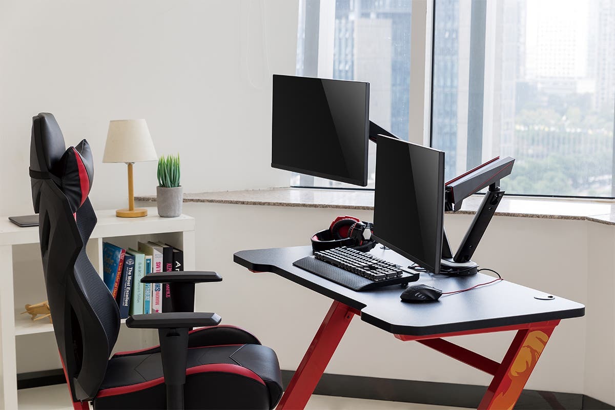 Kogan Dual Full Motion SpringAssisted RGB Gaming Monitor Mount with