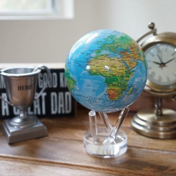 MOVA: Self Rotating Globe - Relief Map Blue - 11.5cm image