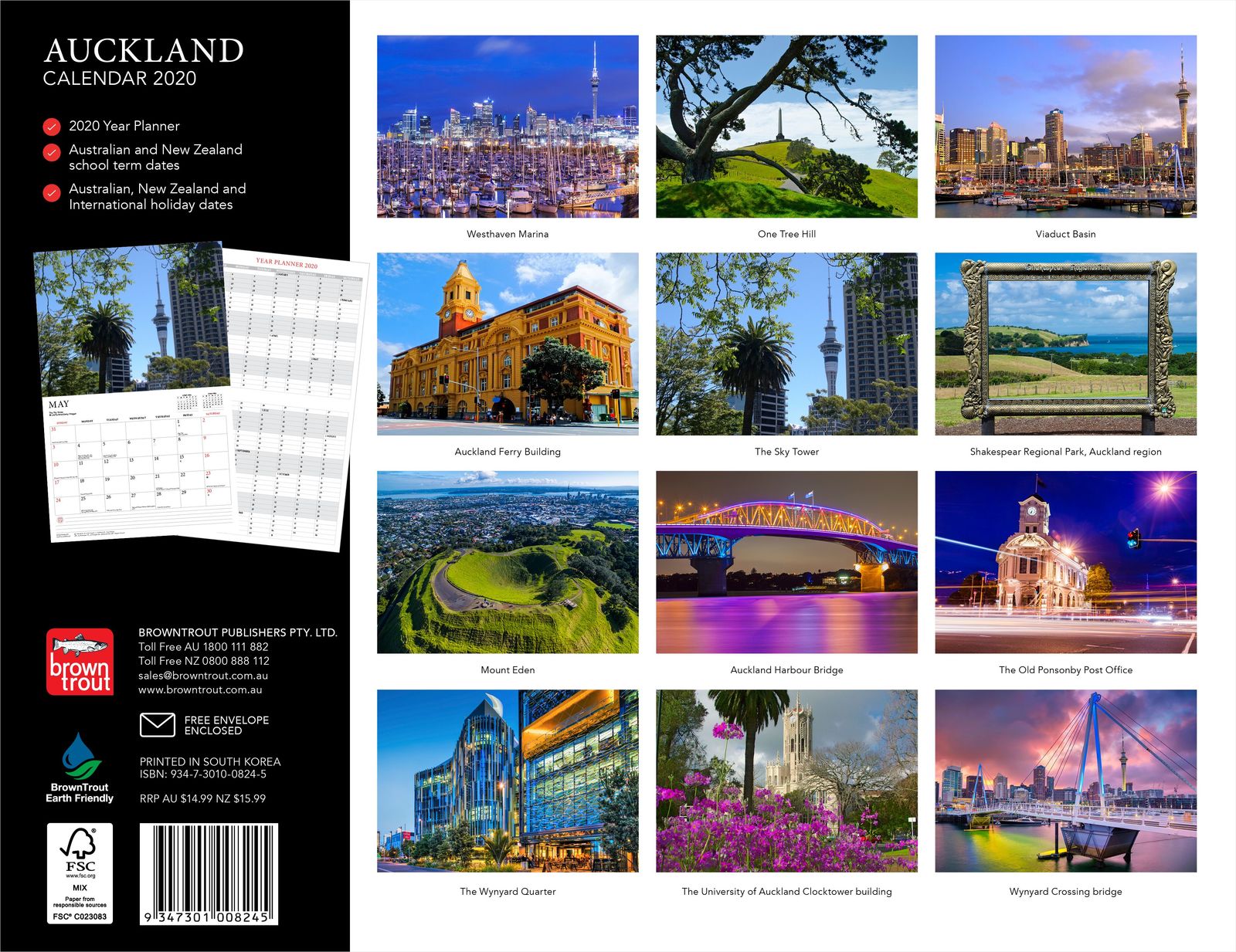 Auckland 2020 Horizontal Wall Calendar image