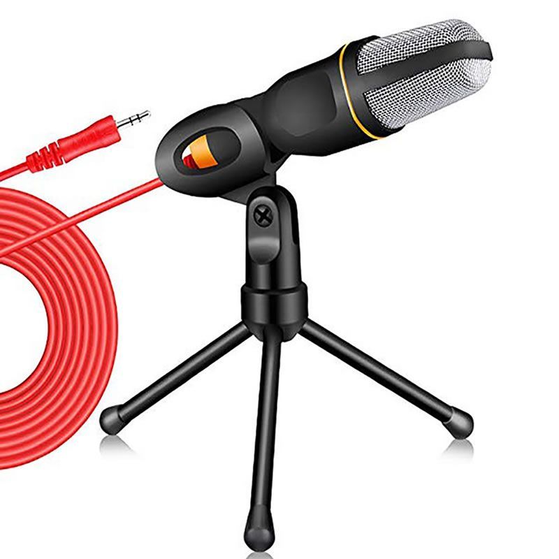 Condenser Microphone 3.5mm Plug Stereo MIC Desktop Tripod Black at