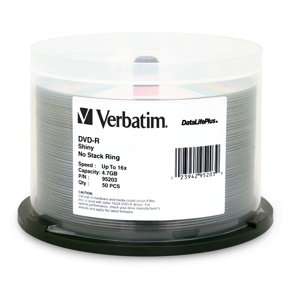 Verbatim DVD-R 4.7GB Bulk Silver Shiny 16x (50 Pack)