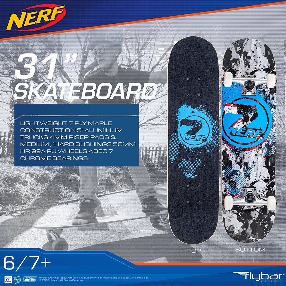 Flybar: Nerf Double Kick - 31" Skateboard (Grey Camo)