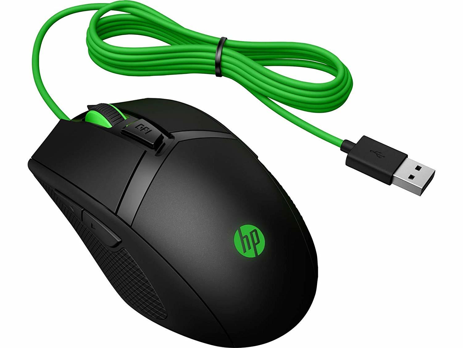 HP 300 Pavilion Gaming Mouse (Green Cable) for PC image