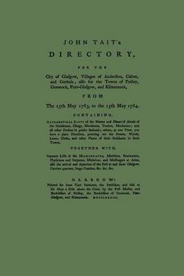 John Tait's Directory for the City of Glasgow 1783-1784 by John Tait image