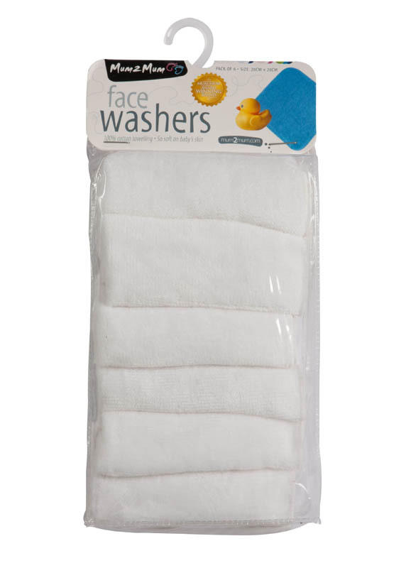 Mum 2 Mum Face Washers - White Pack image