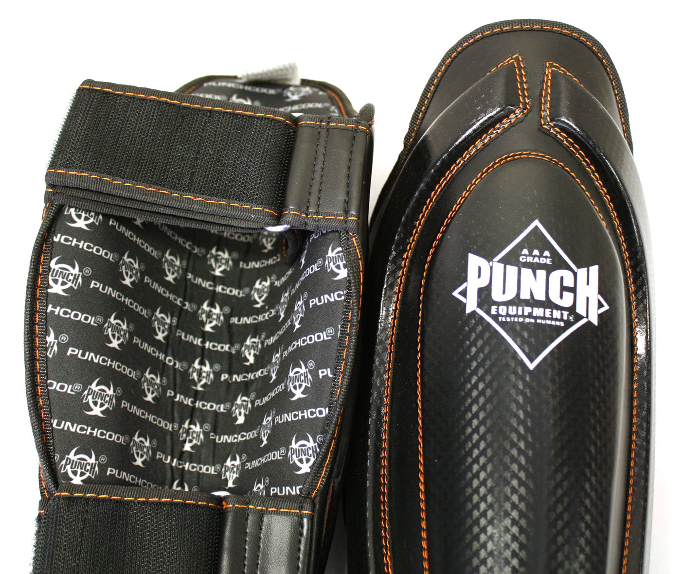 Punch Black Diamond Shin Pads - XL (Black/Orange) image