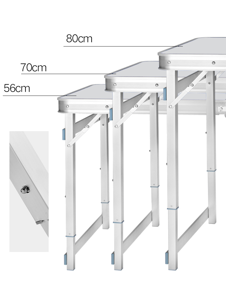 Outdoor Camping - Height Adjustable Folding Table (White) image