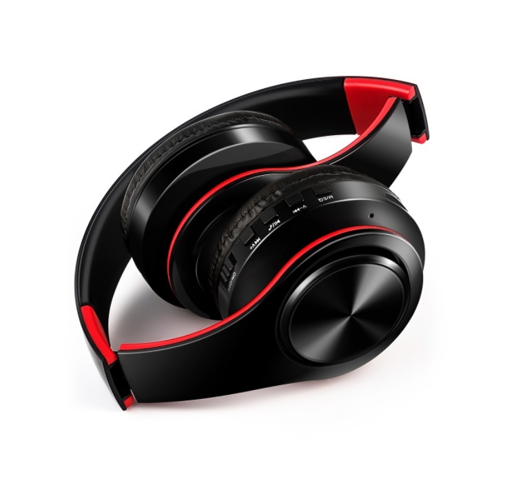 Ape Basics: Portable Wireless Bluetooth Stereo Foldable Headphones- Red image