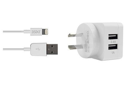 3SIXT Dual USB AC Charger 3.4A - Lightning - White