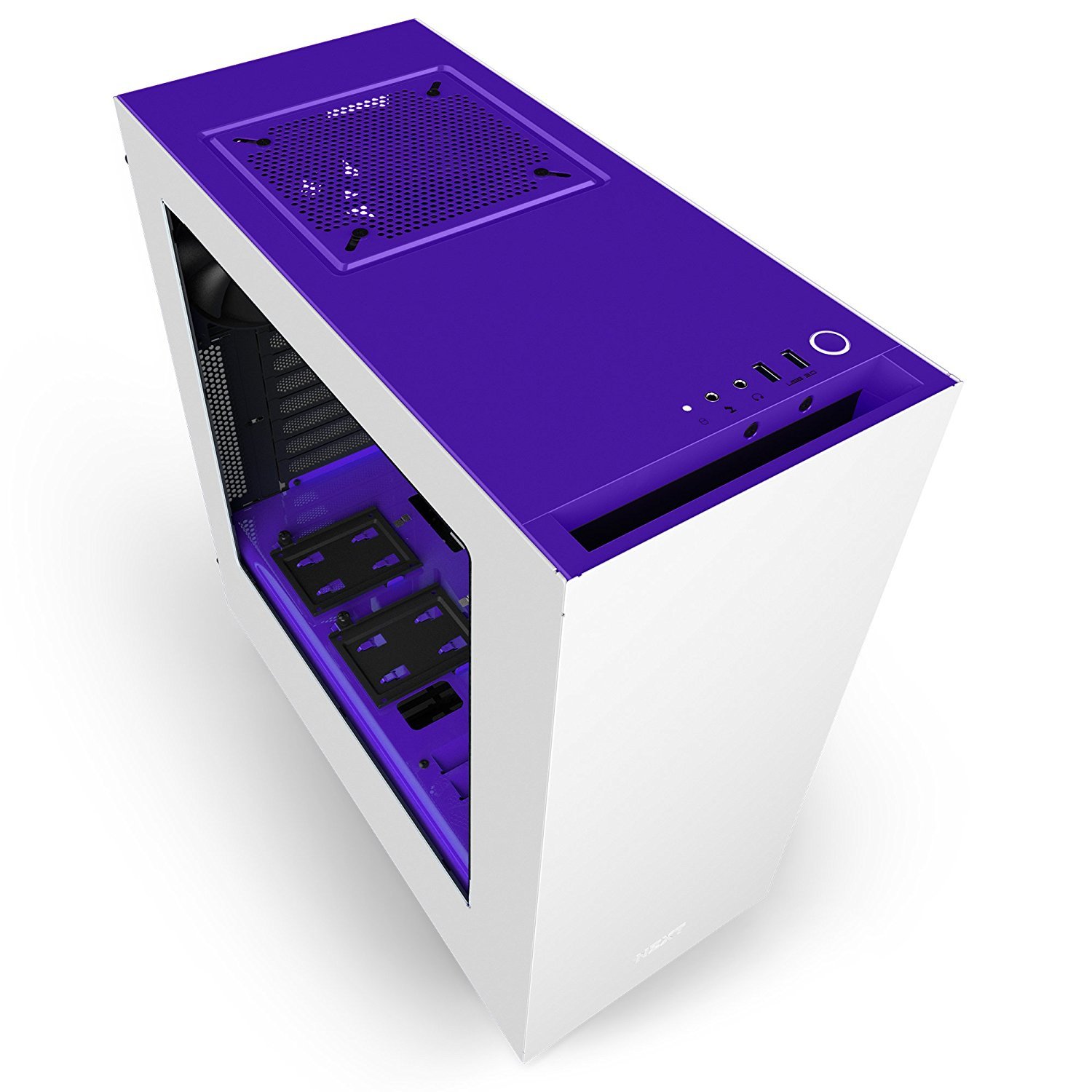 NZXT S340 Windowed Mid Tower Case - White/Purple