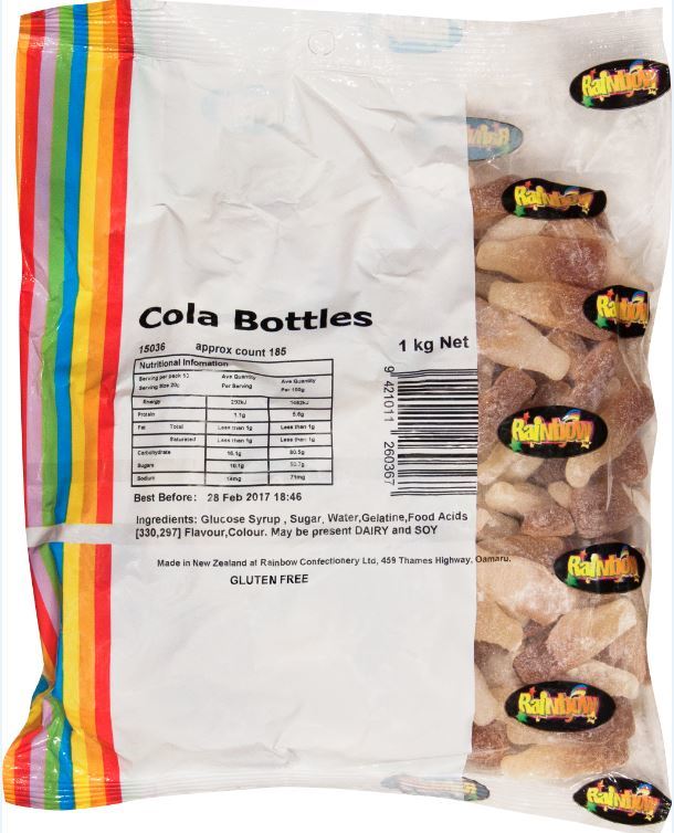 Cola Bottles 1kg - Rainbow Confectionery image