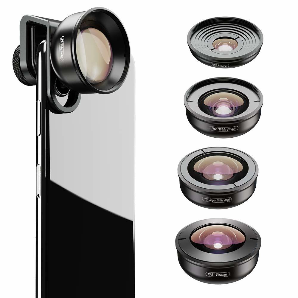 apexel universal clip 10 in 1 lens black