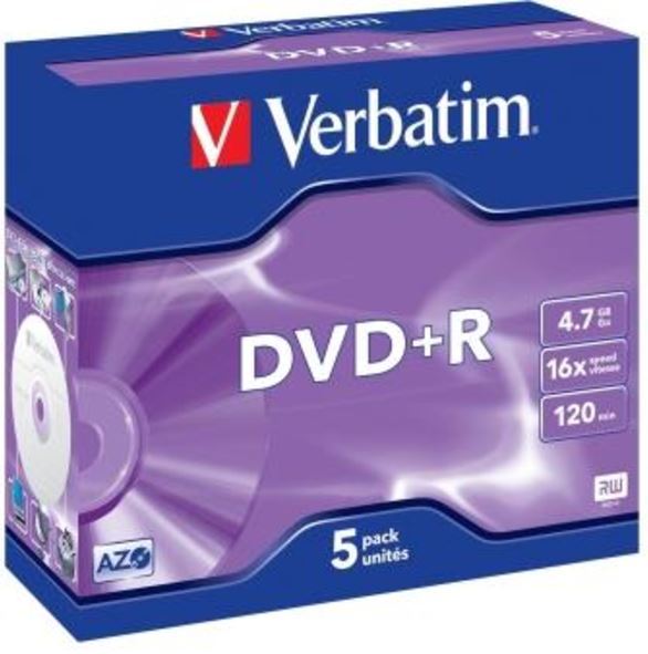 Verbatim DVD+R 4.7GB Jewel Case 16x (5 Pack) image