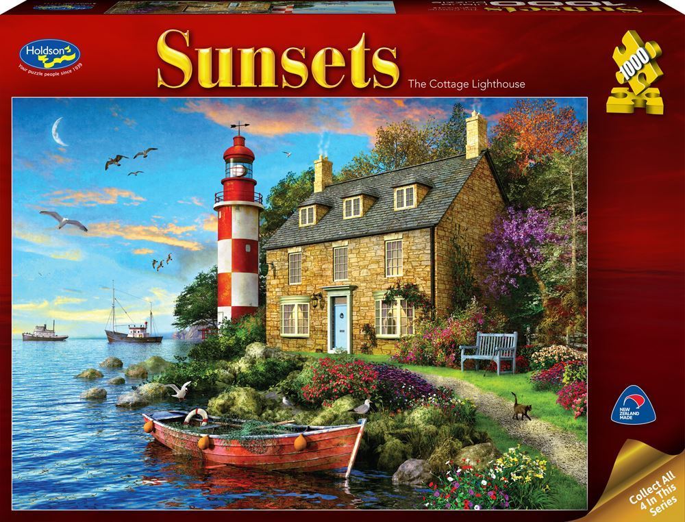 Holdson: 1000 Piece Puzzle - Sunsets (The Cottage Lighthouse) image