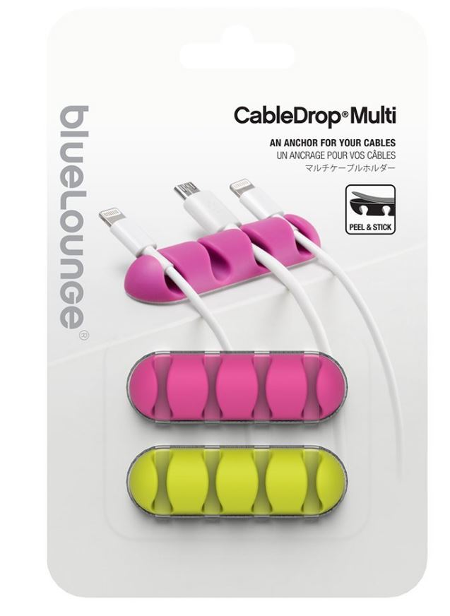 Bluelounge CableDrop Multi Cable Clips - Bright Multi image