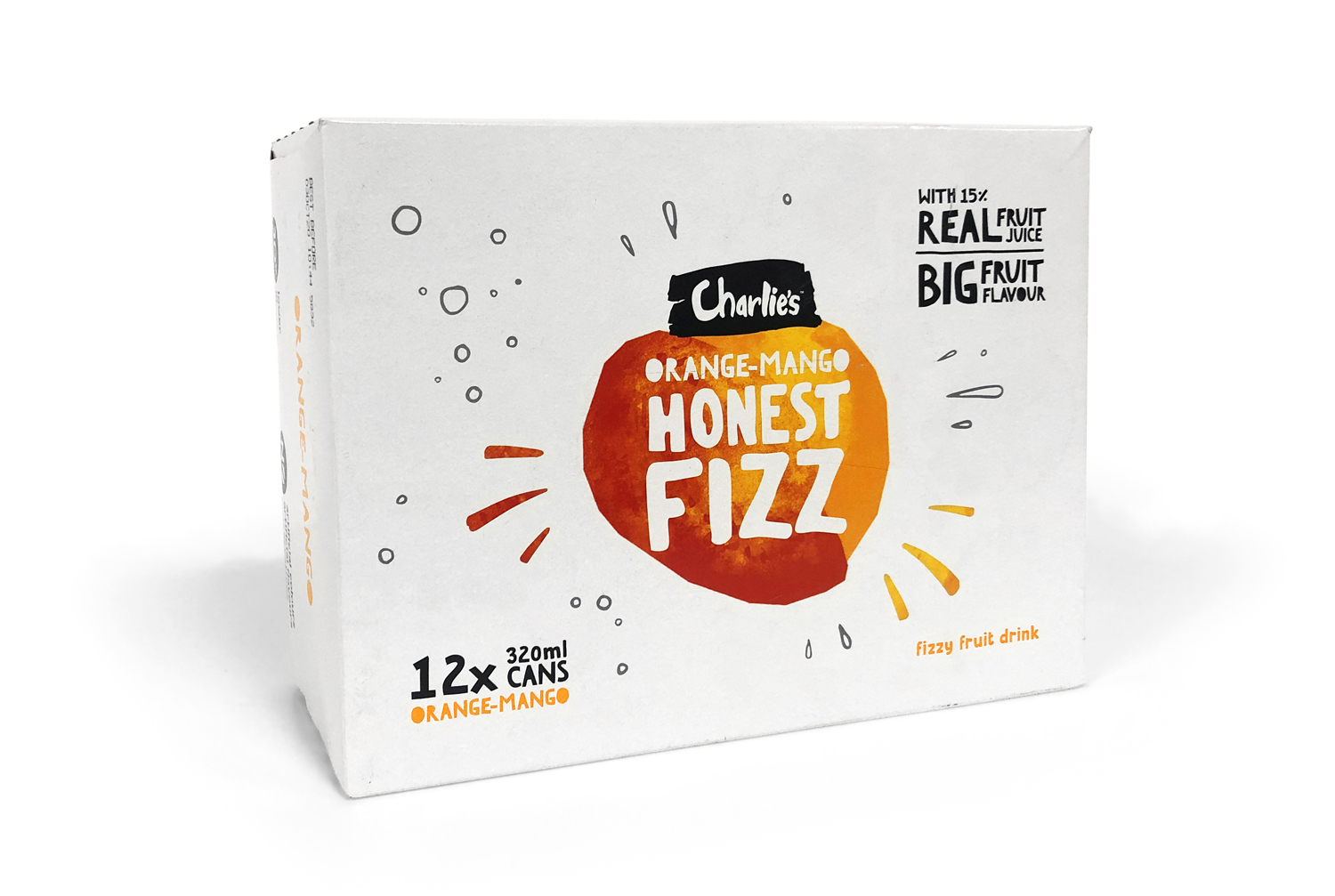 Charlie's Honest Fizz- Orange Mango 320ml (12 Pack) image
