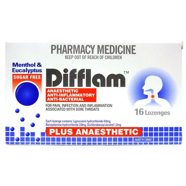 Difflam Plus Anaesthetic Lozenges - Menthol & Eucalyptus (16's) image