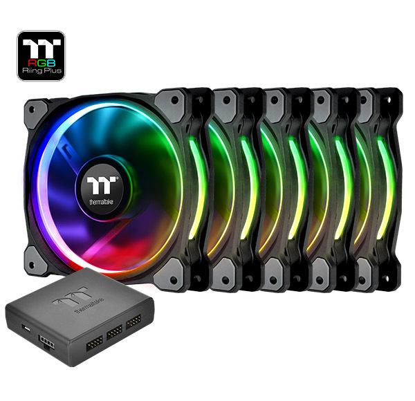 120mm Thermaltake: Riing Plus Radiator Fan - RGB TT Premium Edition (5 Pack)