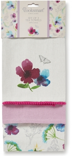 Cooksmart: Chatsworth Floral 3 Pack Tea Towels