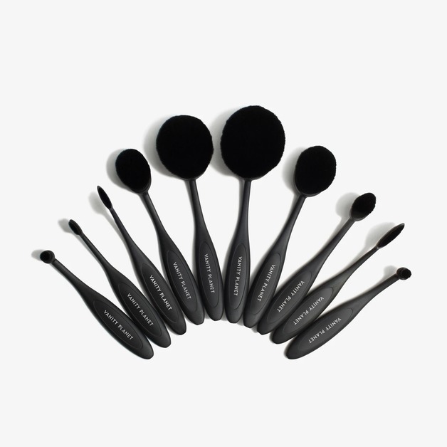 Buy Vanity Blend Party Oval Makeup Brush Kit Black at Mighty