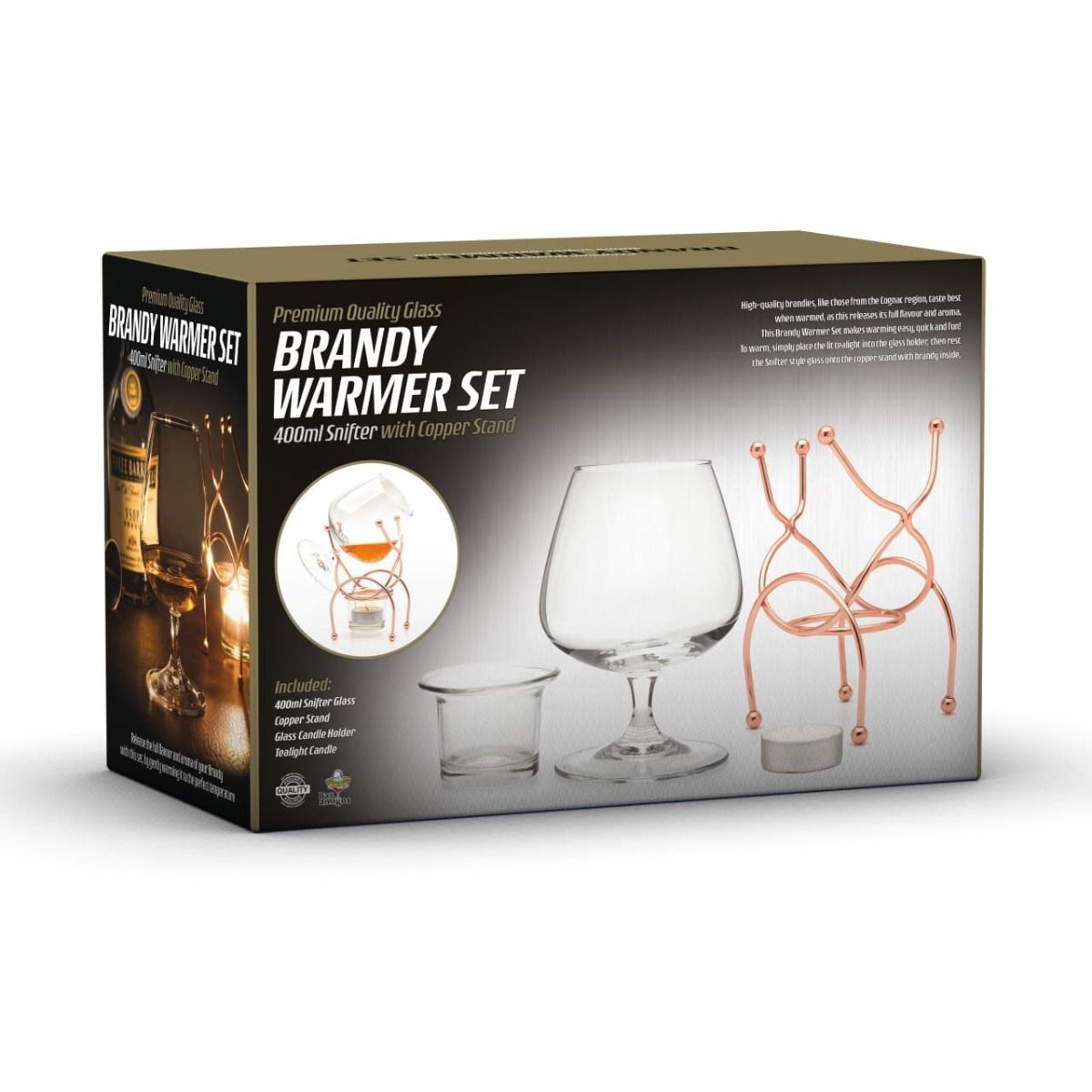 Bar Amigos Brandy Warmer Set - Copper (400ml Snifter with Stand) image