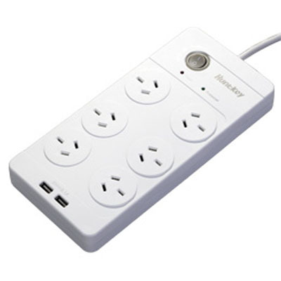 Huntkey 6 Outlet Surge Protected Powerboard with Dual 5V 2.1A USB Ports image