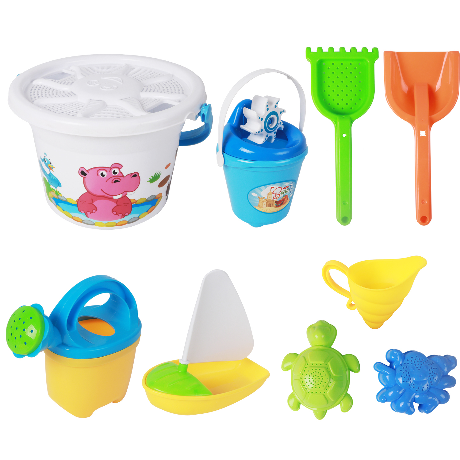 Beach Bucket & Toys - 9 piece set image