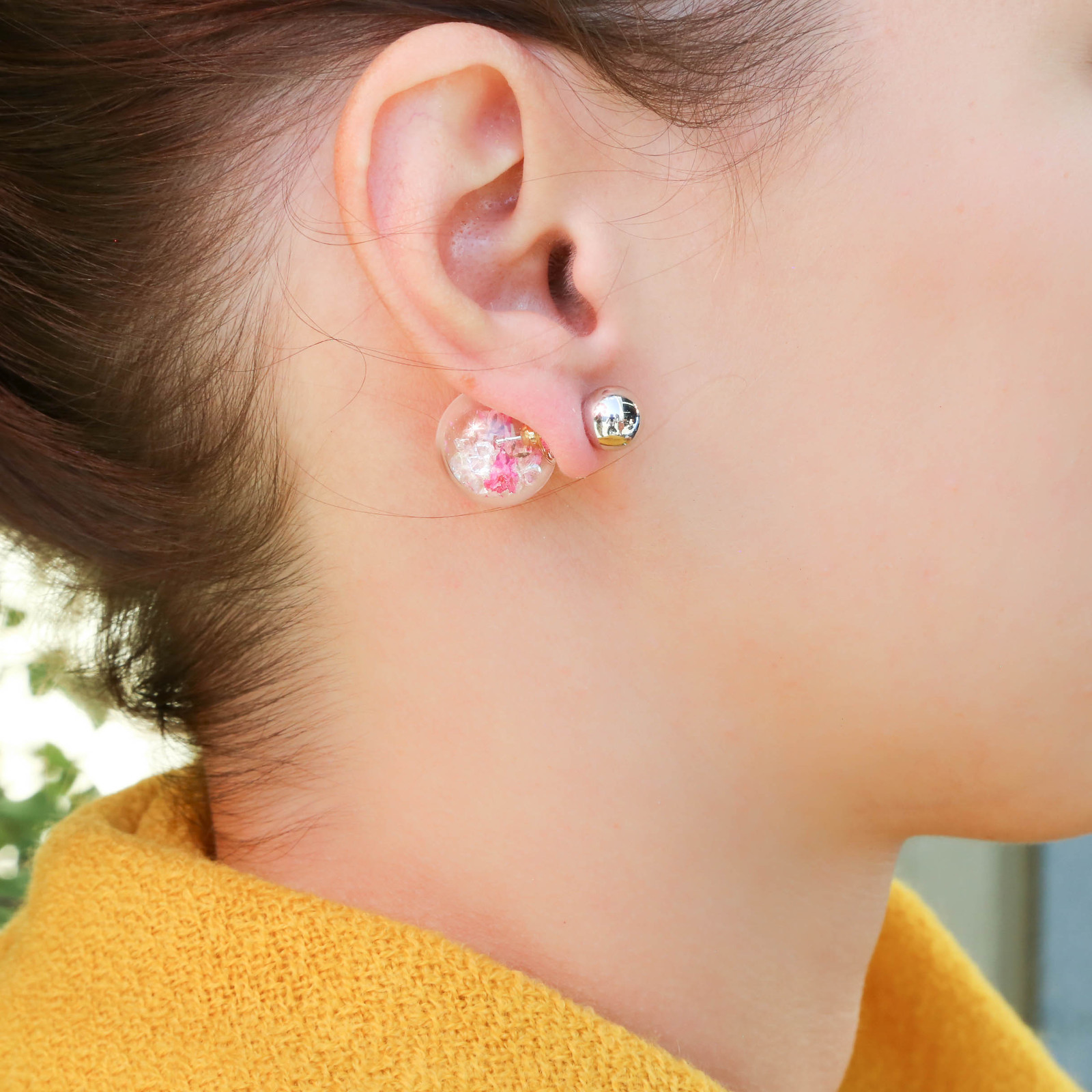 Short Story: Fantasy Bubble Earrings - Flower Pink