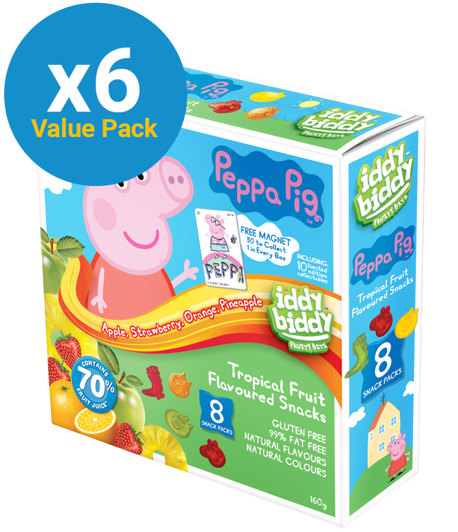 Peppa Pig Iddy Biddy Fruit Snacks 8 Snack Packs 160g x 6 at Mighty Ape NZ