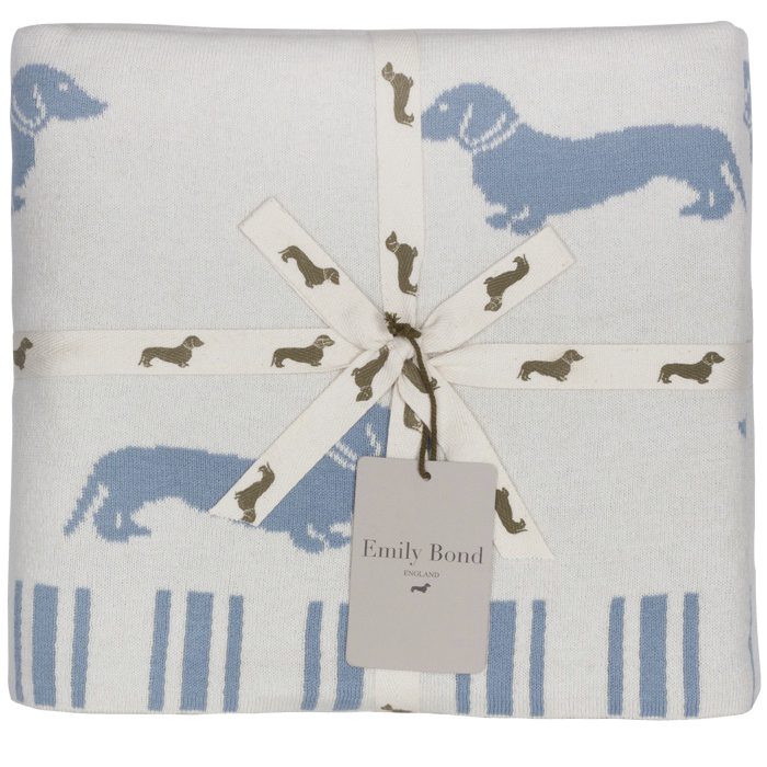 Emily Bond Knit Throw Blanket - Blue Dachshunds image