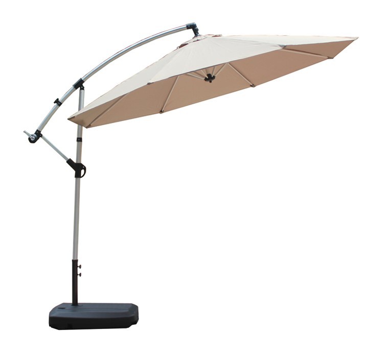 Beige Outdoor Aluminium Cantilever Umbrella with Crank Handle - 3M image