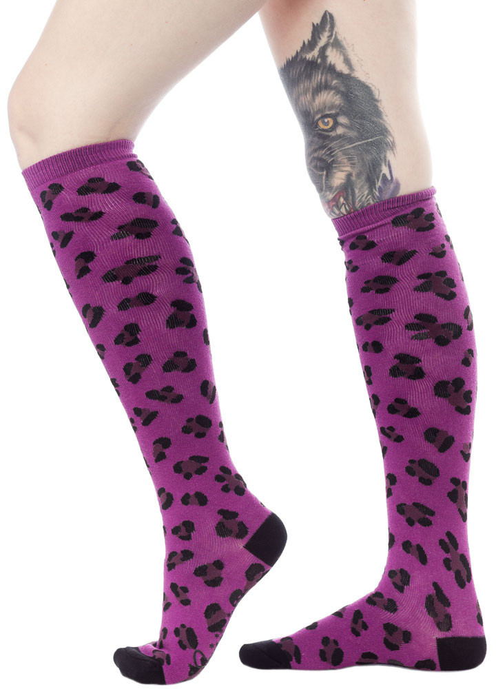 Sourpuss: 14' Socks - Leopard Purple image