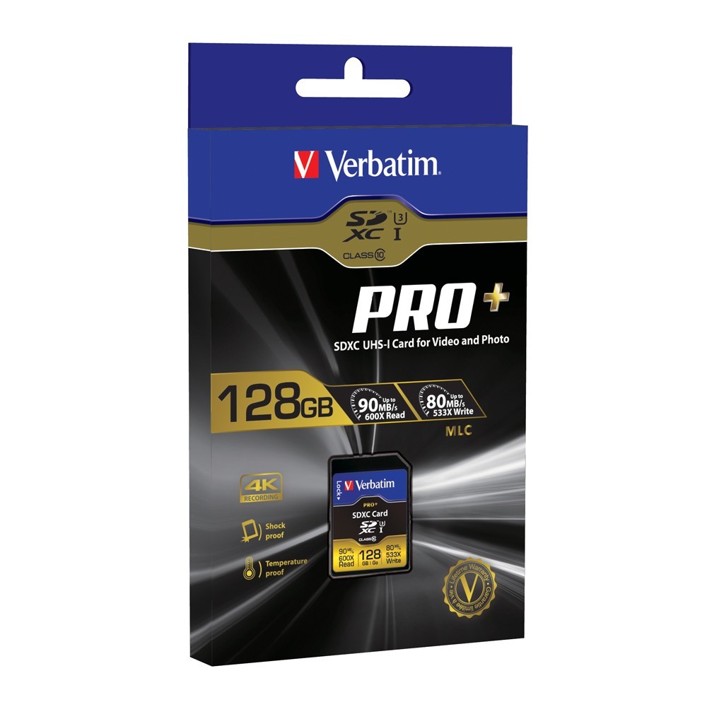 Verbatim Pro+ SDXC UHS-I Memory Card - 128GB (U3)