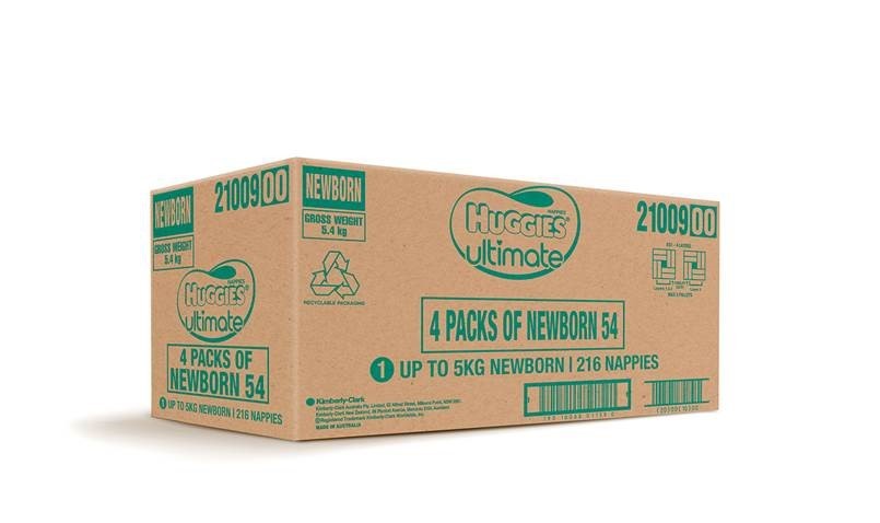 Huggies Ultimate Nappies Bulk Value Box - Size 1 Newborn (216) image