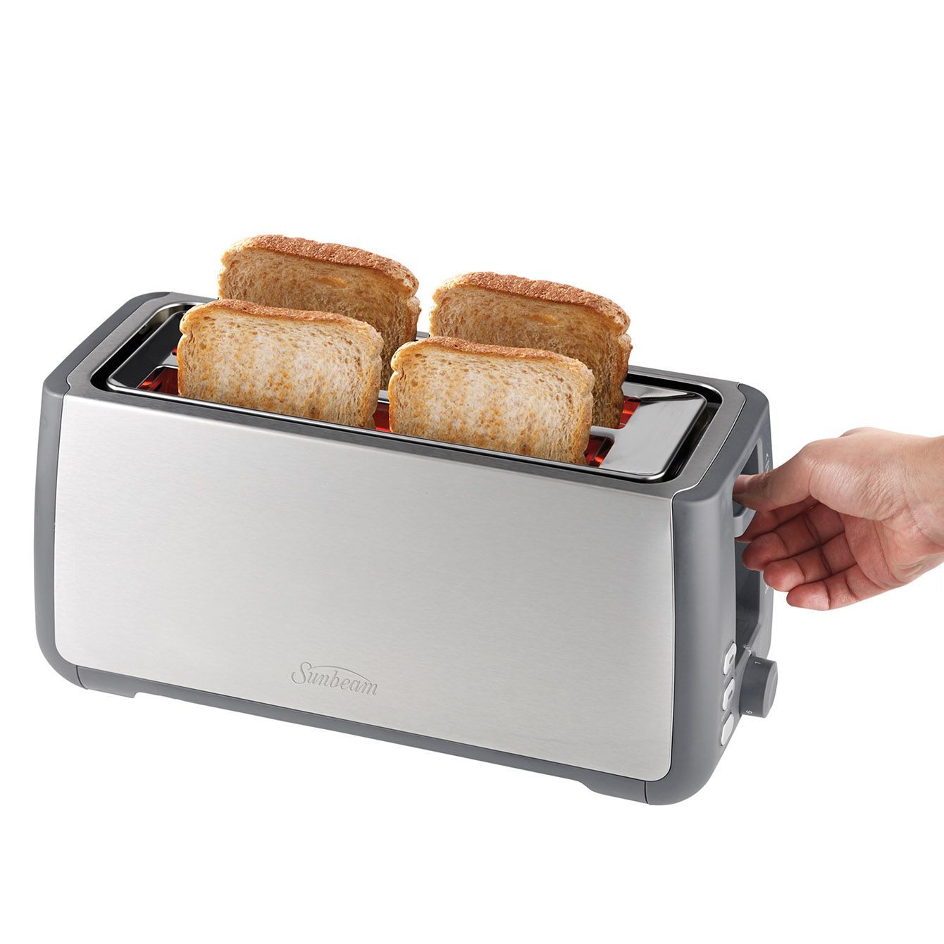 Buy Sunbeam Long Slot 4 Slice Toaster Grey at Mighty Ape NZ