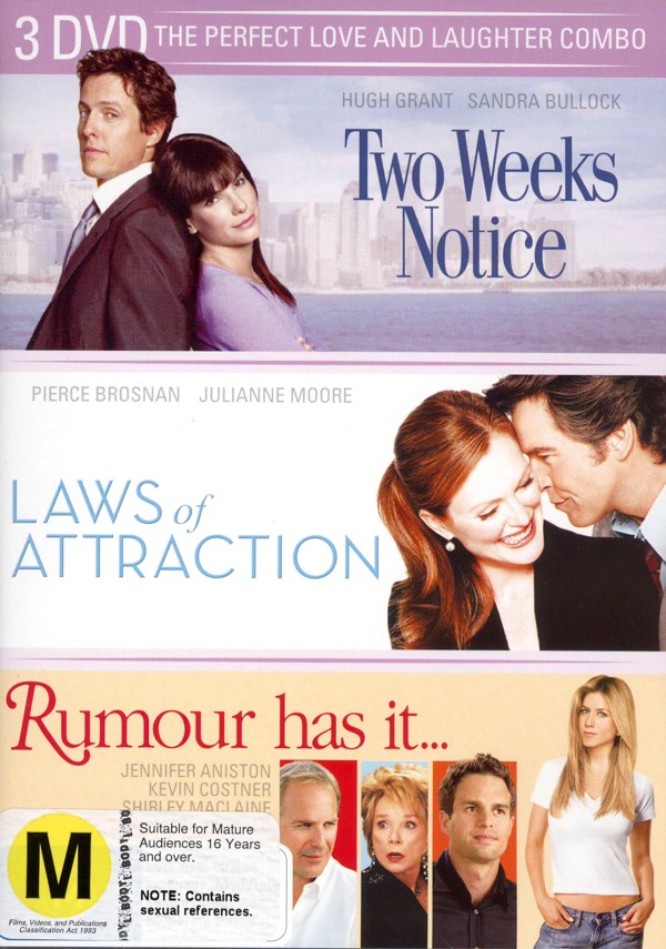 Laws Of Attraction / Two Weeks Notice / Rumour Has It (3 Disc Set) on DVD image