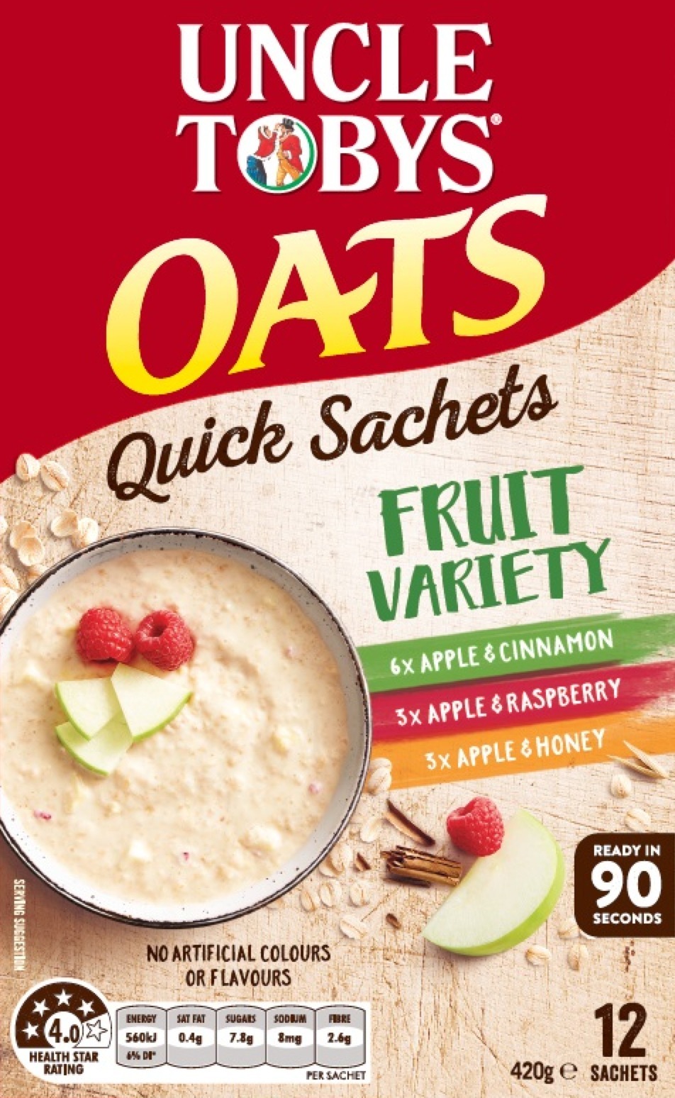 Uncle Tobys Oats Variety Fruit 420g (5 Box Value Pack) image