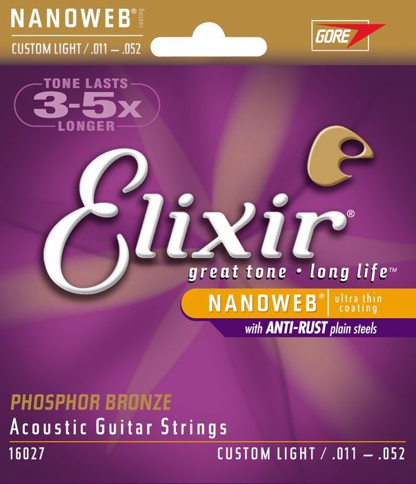 Elixir Custom Light 11-52 Phosphor Bronze NanoWeb Coating - Acoustic Guitar Strings