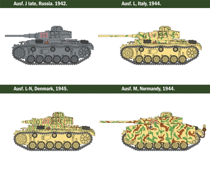 Italeri: 1:56 Pz.KPFW.III Ausf.J/L/MN (Warlord Games) - Model Kit image