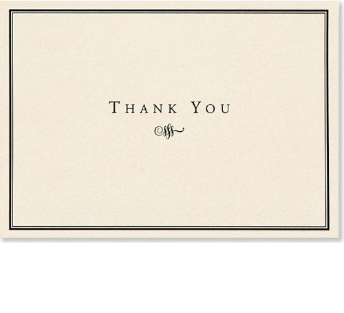 Black & Cream Thank You Note Cards (14 Cards/Envelopes) image