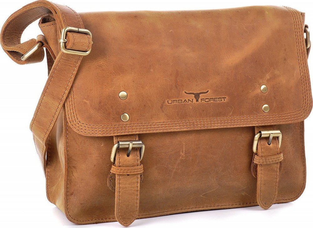 Urban Forest: Apache Small Leather Satchel Bag - Cognac image