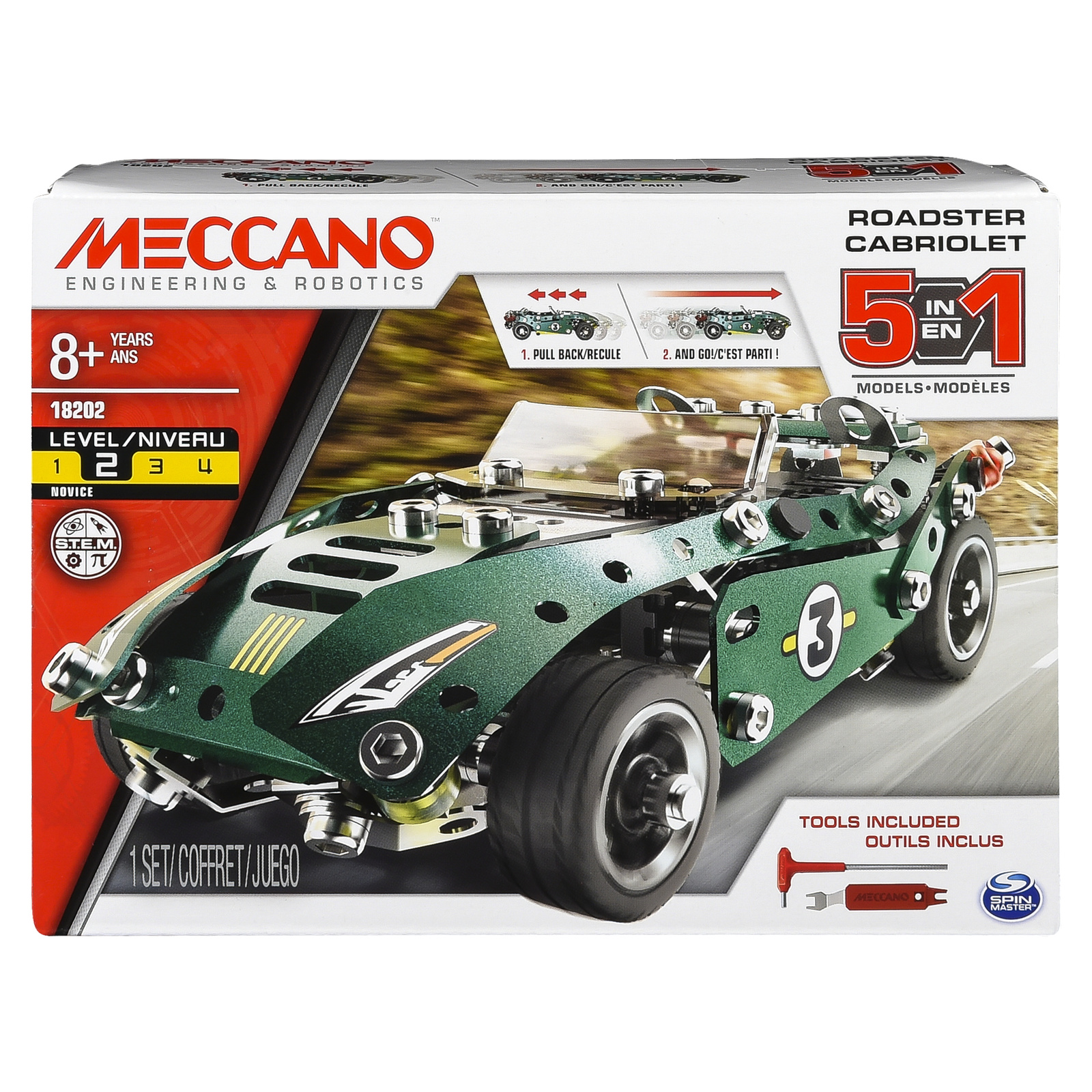 Meccano: 5-in-1 Roadster Pull Back Car image