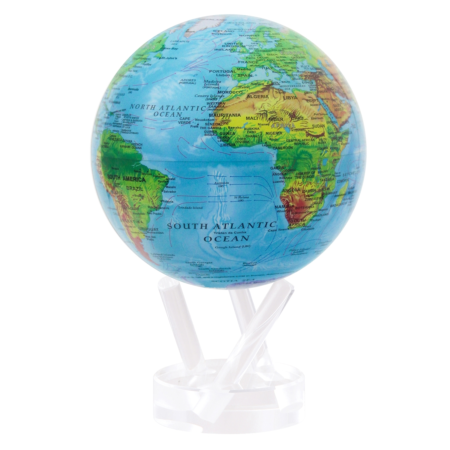 MOVA: Self Rotating Globe - Relief Map Blue - 11.5cm image