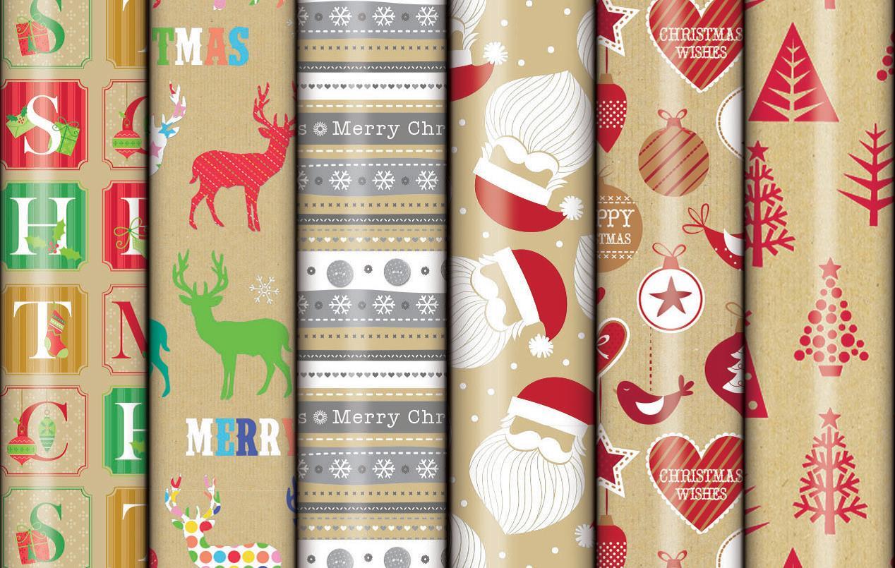 Christmas Roll Wrap - Kraft/Print (2M x 700mm) image