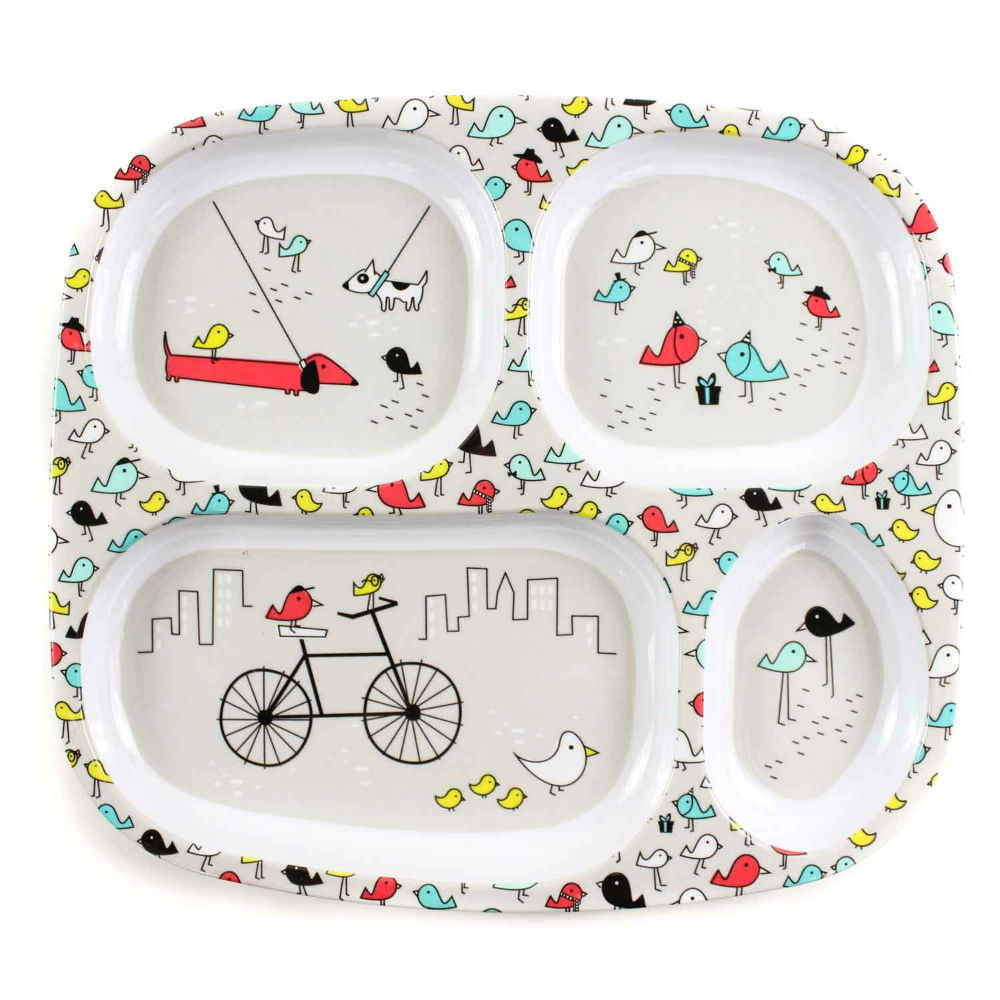 Bumkins: Melamine Divided Plate - Urban Bird image