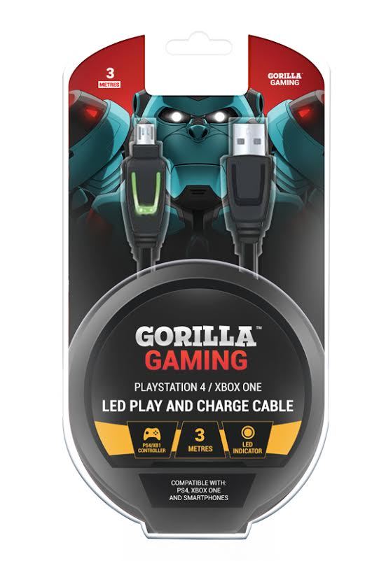 Gorilla Gaming LED Play and Charge Cable (PS4 & Xbox One) for PS4 image
